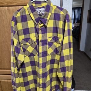 DIXXON Mamba Men's Plaid Shirt in Yellow and Purple